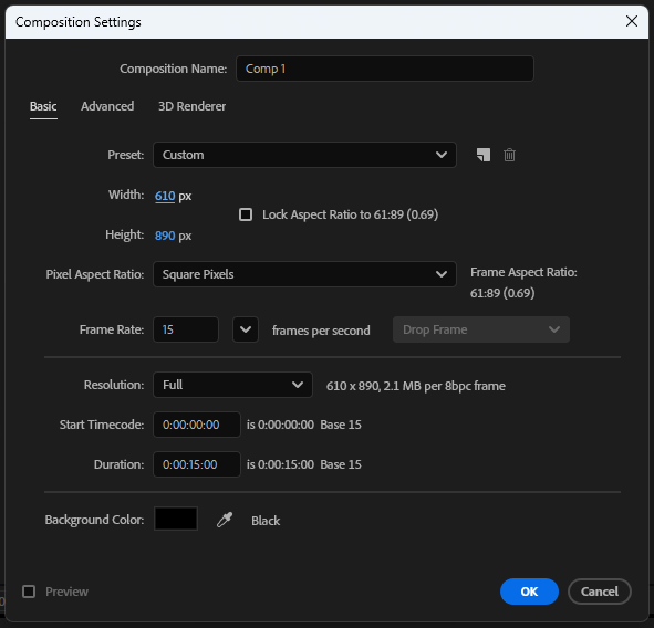 After Effects settings